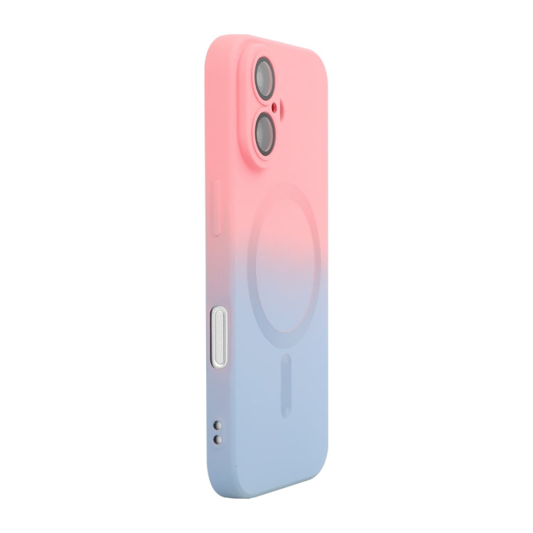 For iPhone 16 ENKAY Hat-Prince MagSafe Rainbow Gradient Silicone Phone Case with Lens Film(Pink Blue) - iPhone 16 Cases by ENKAY | Online Shopping South Africa | PMC Jewellery | Buy Now Pay Later Mobicred