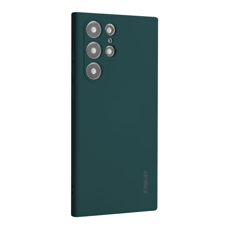 For Samsung Galaxy S24 Ultra 5G ENKAY Liquid Silicone Soft Shockproof Phone Case(Dark Green) - Galaxy S24 Ultra 5G Cases by ENKAY | Online Shopping South Africa | PMC Jewellery | Buy Now Pay Later Mobicred