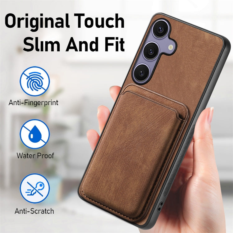 For Samsung Galaxy S25 5G Retro Leather Card Bag Magnetic Phone Case(Brown) - Galaxy S25 5G Cases by PMC Jewellery | Online Shopping South Africa | PMC Jewellery | Buy Now Pay Later Mobicred