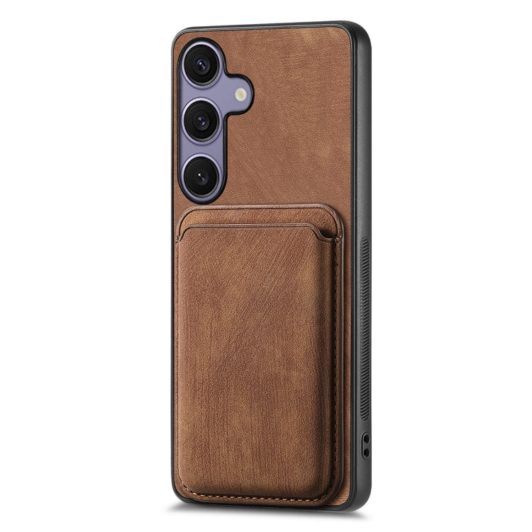 For Samsung Galaxy S25+ 5G Retro Leather Card Bag Magnetic Phone Case(Brown) - Galaxy S25+ 5G Cases by PMC Jewellery | Online Shopping South Africa | PMC Jewellery | Buy Now Pay Later Mobicred