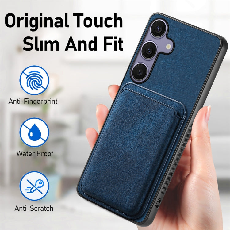 For Samsung Galaxy S25+ 5G Retro Leather Card Bag Magnetic Phone Case(Blue) - Galaxy S25+ 5G Cases by PMC Jewellery | Online Shopping South Africa | PMC Jewellery | Buy Now Pay Later Mobicred