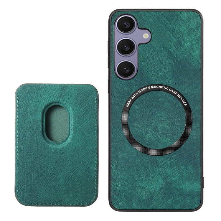 For Samsung Galaxy S25+ 5G Retro Leather Card Bag Magnetic Phone Case(Green) - Galaxy S25+ 5G Cases by PMC Jewellery | Online Shopping South Africa | PMC Jewellery | Buy Now Pay Later Mobicred