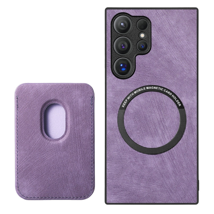 For Samsung Galaxy S25 Ultra 5G Retro Leather Card Bag Magnetic Phone Case(Purple) - Galaxy S25 Ultra 5G Cases by PMC Jewellery | Online Shopping South Africa | PMC Jewellery | Buy Now Pay Later Mobicred