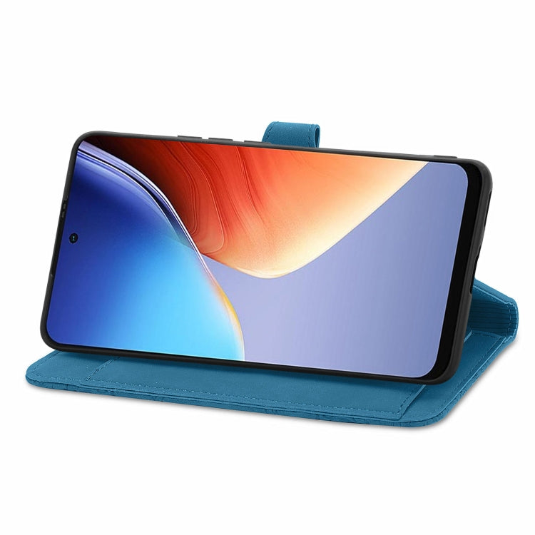 For Blackview A96 Embossed Flower Zipper Leather Phone Case(Bule) - More Brand by PMC TechLife | Online Shopping South Africa | PMC TechLife