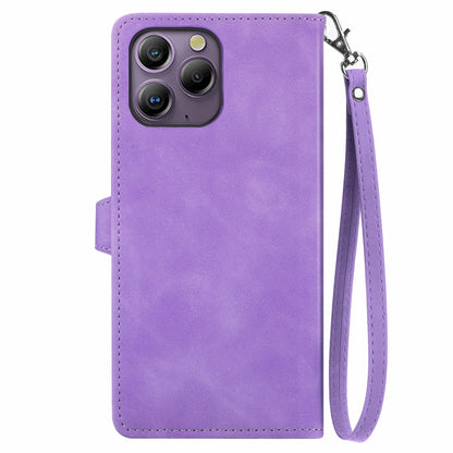 For Blackview A96 Embossed Flower Zipper Leather Phone Case(Purple) - More Brand by PMC Jewellery | Online Shopping South Africa | PMC Jewellery