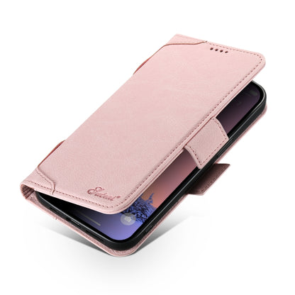 For iPhone 12 Pro Max SUTENI J07 Multifunctional Horizontal Flip Magsafe Leather Phone Case(Pink) - iPhone 12 Pro Max Cases by Suteni | Online Shopping South Africa | PMC Jewellery | Buy Now Pay Later Mobicred