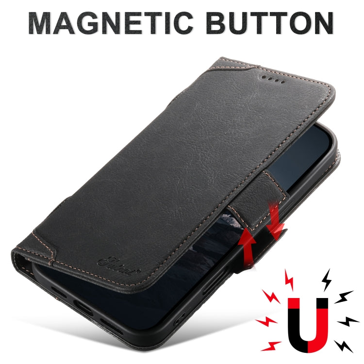 For iPhone 16 SUTENI J07 Multifunctional Horizontal Flip Magsafe Leather Phone Case(Black) - free shipping - PMC Jewellery - Order now!