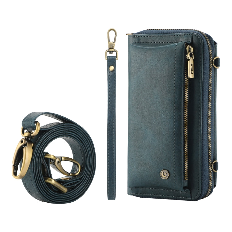 For Samsung Galaxy S24 5G Crossbody Multi-functional Zipper Wallet Leather Phone Case(Green) - Galaxy S24 5G Cases by PMC Jewellery | Online Shopping South Africa | PMC Jewellery | Buy Now Pay Later Mobicred