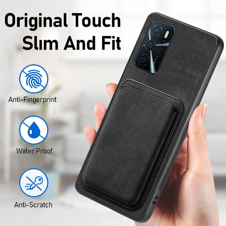 For OPPO A58 4G Retro Leather Card Bag Magnetic Phone Case(Black) - OPPO Cases by PMC TechLife | Online Shopping South Africa | PMC TechLife | Buy Now Pay Later Mobicred