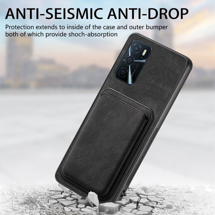 For OPPO A78 4G Retro Leather Card Bag Magnetic Phone Case(Black) - OPPO Cases by PMC TechLife | Online Shopping South Africa | PMC TechLife | Buy Now Pay Later Mobicred