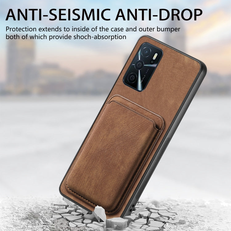 For OPPO A1 5G Retro Leather Card Bag Magnetic Phone Case(Brown) - OPPO Cases by PMC TechLife | Online Shopping South Africa | PMC TechLife | Buy Now Pay Later Mobicred