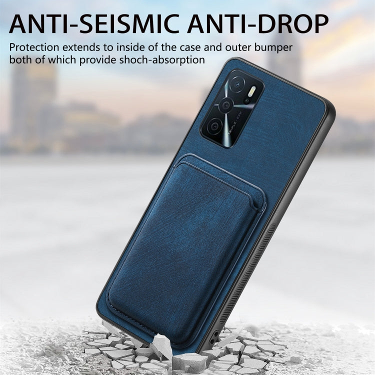 For OPPO A1 5G Retro Leather Card Bag Magnetic Phone Case(Blue) - OPPO Cases by PMC TechLife | Online Shopping South Africa | PMC TechLife | Buy Now Pay Later Mobicred