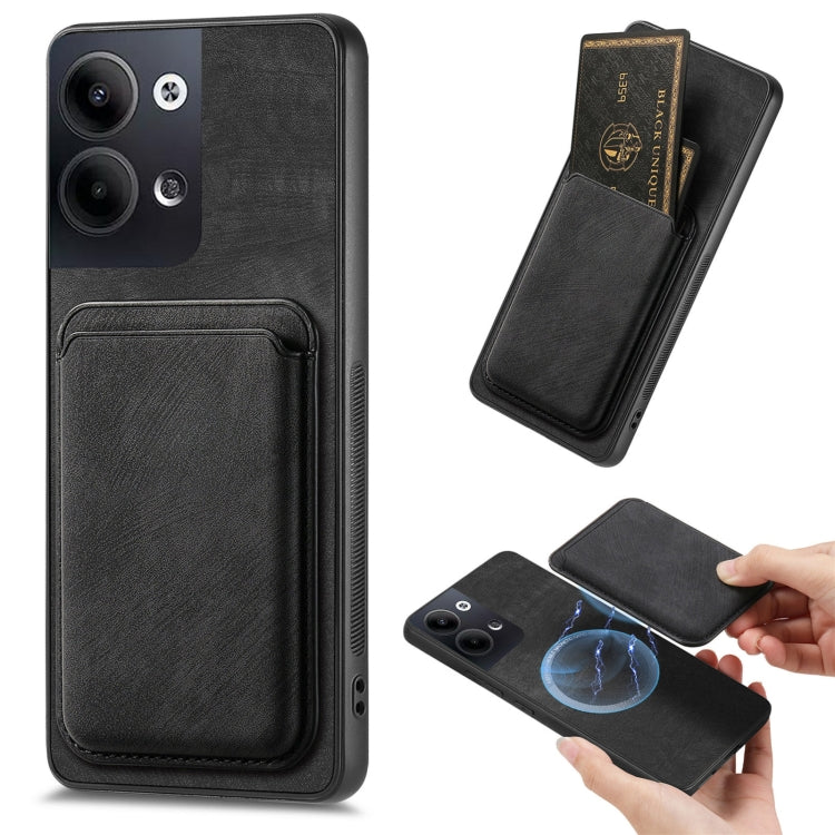 For OPPO Reno9 5G Retro Leather Card Bag Magnetic Phone Case(Black) - OPPO Cases by PMC TechLife | Online Shopping South Africa | PMC TechLife | Buy Now Pay Later Mobicred