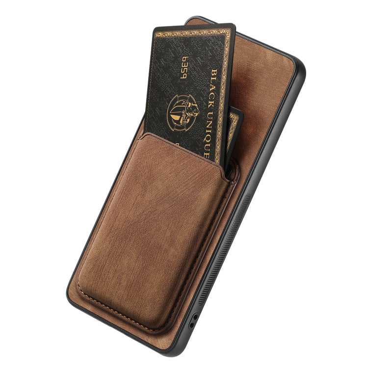For OPPO A57 4G Retro Leather Card Bag Magnetic Phone Case(Brown) - OPPO Cases by PMC TechLife | Online Shopping South Africa | PMC TechLife | Buy Now Pay Later Mobicred