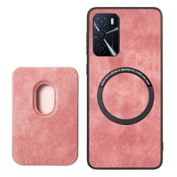 For OPPO Reno7 Pro 5G Retro Leather Card Bag Magnetic Phone Case(Pink) - OPPO Cases by PMC TechLife | Online Shopping South Africa | PMC TechLife | Buy Now Pay Later Mobicred