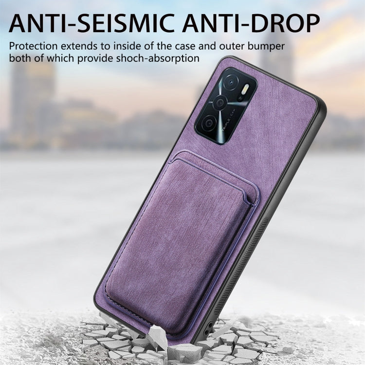 For OPPO Reno7 5G Retro Leather Card Bag Magnetic Phone Case(Purple) - OPPO Cases by PMC TechLife | Online Shopping South Africa | PMC TechLife | Buy Now Pay Later Mobicred