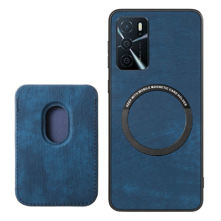 For OPPO A16K Retro Leather Card Bag Magnetic Phone Case(Blue) - OPPO Cases by PMC TechLife | Online Shopping South Africa | PMC TechLife | Buy Now Pay Later Mobicred
