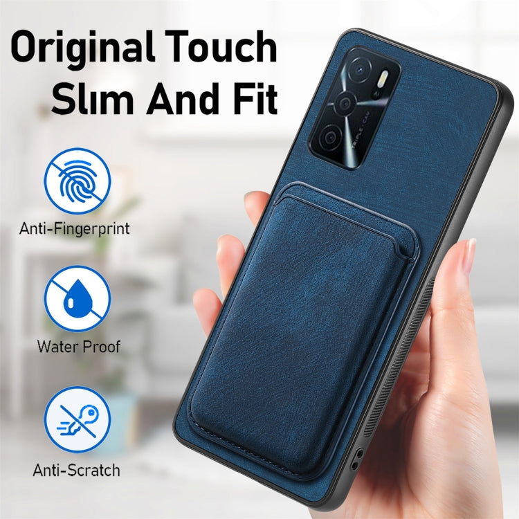 For OPPO A16K Retro Leather Card Bag Magnetic Phone Case(Blue) - OPPO Cases by PMC TechLife | Online Shopping South Africa | PMC TechLife | Buy Now Pay Later Mobicred