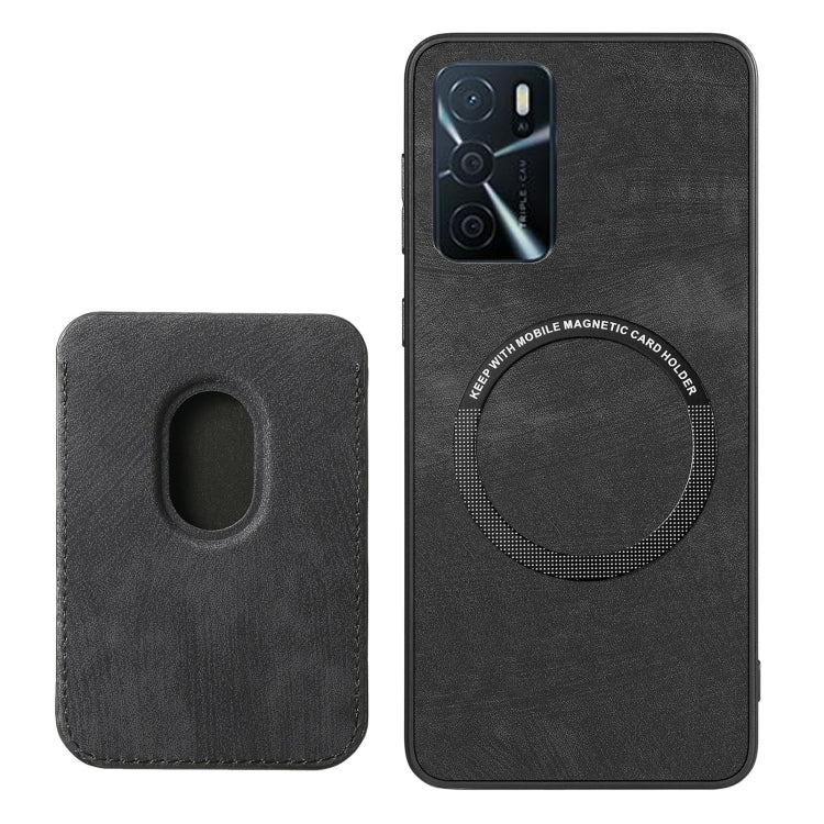 For OPPO A16 Retro Leather Card Bag Magnetic Phone Case(Black) - OPPO Cases by PMC TechLife | Online Shopping South Africa | PMC TechLife | Buy Now Pay Later Mobicred