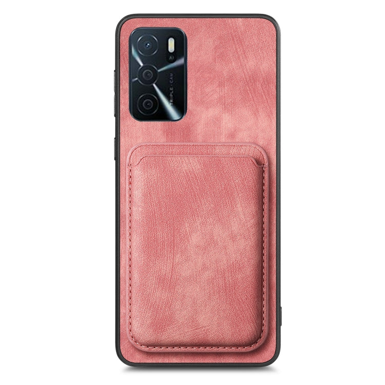 For OPPO A15 Retro Leather Card Bag Magnetic Phone Case(Pink) - OPPO Cases by PMC TechLife | Online Shopping South Africa | PMC TechLife | Buy Now Pay Later Mobicred