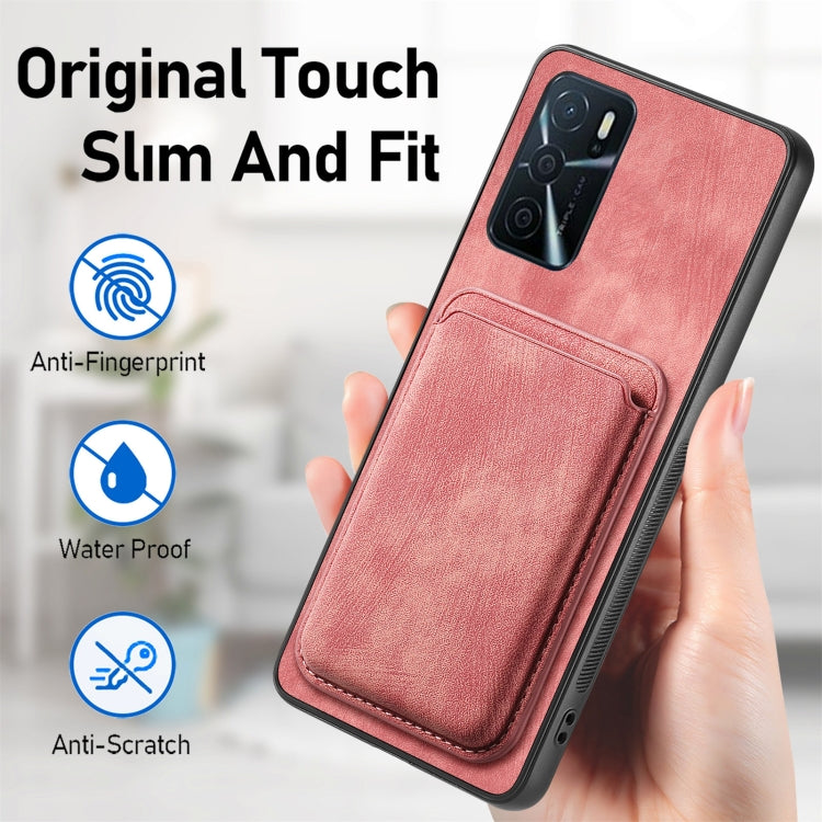 For OPPO A5 Retro Leather Card Bag Magnetic Phone Case(Pink) - free shipping - PMC TechLife - Order now!