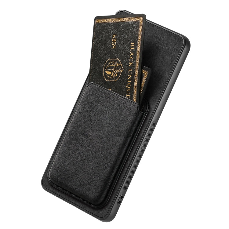 For OPPO A5 Retro Leather Card Bag Magnetic Phone Case(Black) - free shipping - PMC TechLife - Order now!