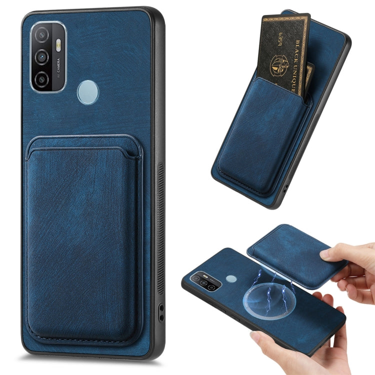 For OPPO A53 / A53S Retro Leather Card Bag Magnetic Phone Case(Blue) - OPPO Cases by PMC TechLife | Online Shopping South Africa | PMC TechLife | Buy Now Pay Later Mobicred