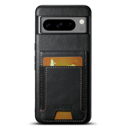 For Google Pixel 8a Suteni H03 Oil Wax Leather Wallet Stand Back Phone Case(Black) - Google Cases by Suteni | Online Shopping South Africa | PMC Jewellery | Buy Now Pay Later Mobicred