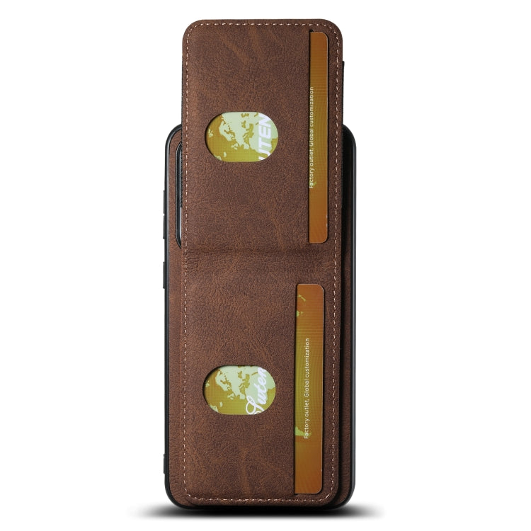 For Samsuny Galaxy S24+ 5G Suteni H03 Litchi Leather Card Bag Stand Back Phone Case(Brown) - Galaxy S24+ 5G Cases by Suteni | Online Shopping South Africa | PMC Jewellery | Buy Now Pay Later Mobicred