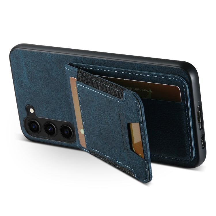 For Samsuny Galaxy S24+ 5G Suteni H03 Litchi Leather Card Bag Stand Back Phone Case(Blue) - Galaxy S24+ 5G Cases by Suteni | Online Shopping South Africa | PMC Jewellery | Buy Now Pay Later Mobicred