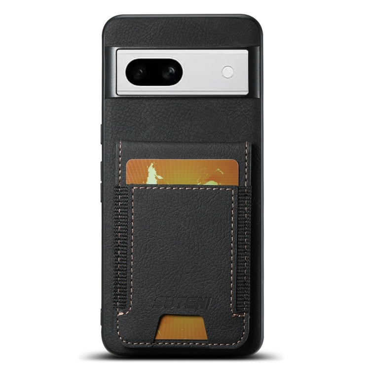 For Google Pixel 8a Suteni H03 Litchi Leather Card Bag Stand Back Phone Case(Black) - Google Cases by Suteni | Online Shopping South Africa | PMC Jewellery | Buy Now Pay Later Mobicred