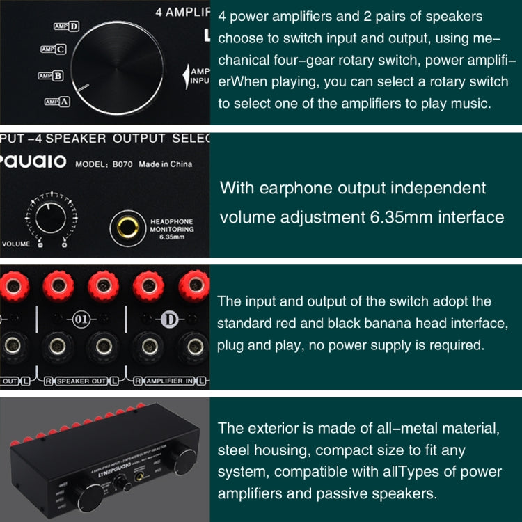 B071 4 Input 2 Output or 2 In 4 Out Power Amplifier Speaker Selector Switcher -  by PMC TechLife | Online Shopping South Africa | PMC TechLife | Buy Now Pay Later Mobicred