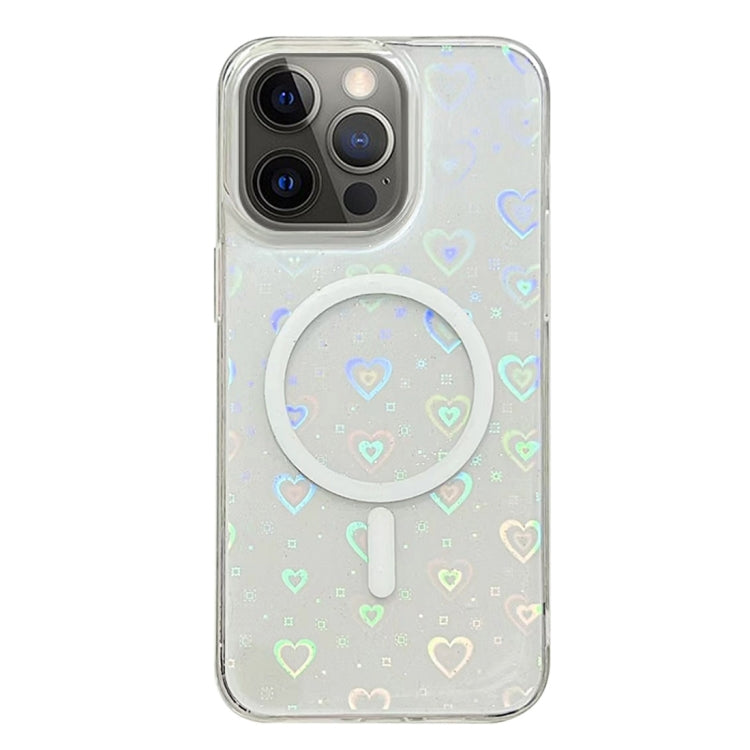 For iPhone 12 Pro Max Laser Love MagSafe TPU Phone Case(Transparent) - iPhone 12 Pro Max Cases by PMC TechLife | Online Shopping South Africa | PMC TechLife
