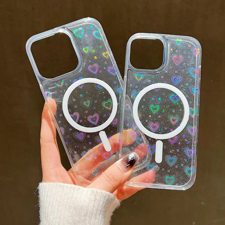 For iPhone 15 Pro Max Laser Love MagSafe TPU Phone Case(Transparent) - free shipping - PMC TechLife - Order now!