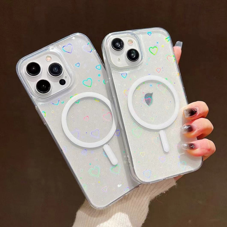 For iPhone 13 Pro Max Laser Love MagSafe TPU Phone Case(Transparent) - iPhone 13 Pro Max Cases by PMC TechLife | Online Shopping South Africa | PMC TechLife