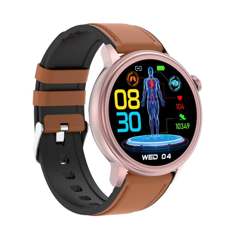 ET470 1.39 inch Color Screen Smart Watch Leather Strap, Support Bluetooth Call / ECG(Brown) - Smart Watches by PMC TechLife | Online Shopping South Africa | PMC TechLife