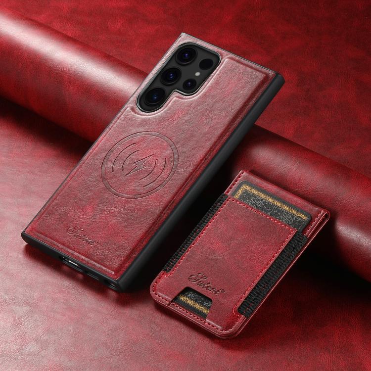 For Samsung Galaxy S25 Ultra 5G Suteni H17 Oil Eax Leather MagSafe Detachable Wallet Phone Case(Red) - Galaxy Note20 Cases by Suteni | Online Shopping South Africa | PMC Jewellery | Buy Now Pay Later Mobicred