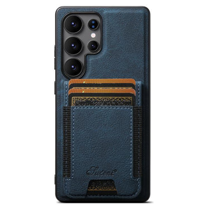 For Samsung Galaxy S25 Ultra 5G Suteni H17 Litchi Texture Leather MagSafe Detachable Wallet Phone Case(Blue) - Galaxy S25 Ultra 5G Cases by Suteni | Online Shopping South Africa | PMC Jewellery | Buy Now Pay Later Mobicred