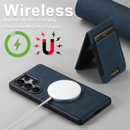 For Samsung Galaxy S25 Ultra 5G Suteni H17 Litchi Texture Leather MagSafe Detachable Wallet Phone Case(Blue) - Galaxy S25 Ultra 5G Cases by Suteni | Online Shopping South Africa | PMC Jewellery | Buy Now Pay Later Mobicred