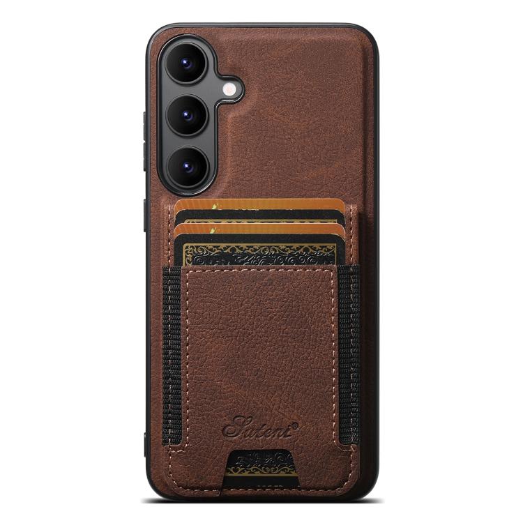 For Samsung Galaxy S25+ 5G Suteni H17 Litchi Texture Leather MagSafe Detachable Wallet Phone Case(Brown) - Galaxy S25+ 5G Cases by Suteni | Online Shopping South Africa | PMC Jewellery | Buy Now Pay Later Mobicred