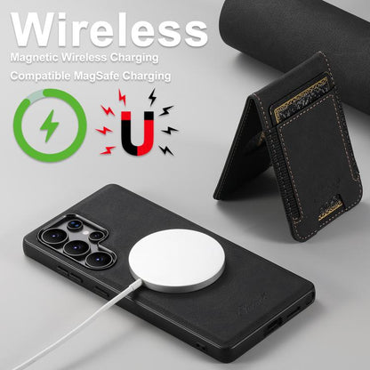 For Samsung Galaxy S25 5G Suteni H17 Litchi Texture Leather MagSafe Detachable Wallet Phone Case(Black) - Galaxy S25 5G Cases by Suteni | Online Shopping South Africa | PMC Jewellery | Buy Now Pay Later Mobicred