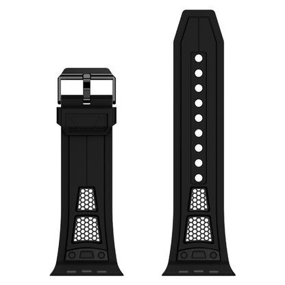 For Apple Watch Series 6 44mm Breathable Stainless Steel Mesh TPU Watch Band(Black Black) - Watch Bands by PMC Jewellery | Online Shopping South Africa | PMC Jewellery