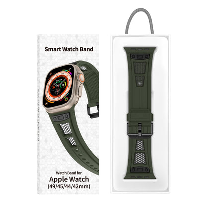 For Apple Watch Series 5 44mm Breathable Stainless Steel Mesh TPU Watch Band(Green Black) - Watch Bands by PMC Jewellery | Online Shopping South Africa | PMC Jewellery