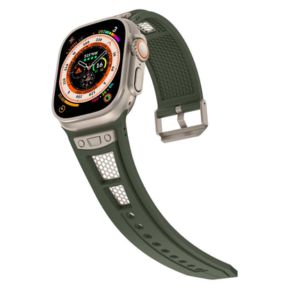 For  Apple Watch Series 4 44mm Breathable Stainless Steel Mesh TPU Watch Band(Green Titanium) - Watch Bands by PMC Jewellery | Online Shopping South Africa | PMC Jewellery