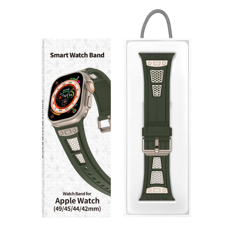 For  Apple Watch Series 4 44mm Breathable Stainless Steel Mesh TPU Watch Band(Green Titanium) - Watch Bands by PMC Jewellery | Online Shopping South Africa | PMC Jewellery