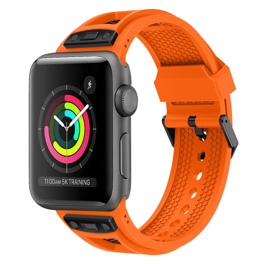 For Apple Watch Series 3 42mm Breathable Stainless Steel Mesh TPU Watch Band(Orange Black) - Watch Bands by PMC Jewellery | Online Shopping South Africa | PMC Jewellery