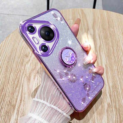 For Huawei Pura 70 Gradient Glitter Immortal Flower Ring All-inclusive Phone Case(Purple) - Huawei Cases by PMC Jewellery | Online Shopping South Africa | PMC Jewellery | Buy Now Pay Later Mobicred