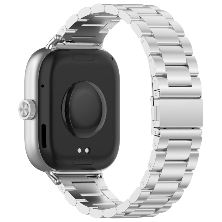 For Redmi Watch 4 Three Bead Stainless Steel Metal Watch Band(Silver) - Watch Bands by PMC Jewellery | Online Shopping South Africa | PMC Jewellery