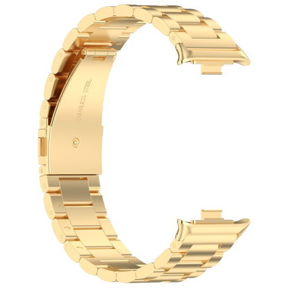 For Xiaomi Mi Band 8 Pro Three Bead Stainless Steel Metal Watch Band(Gold) - Watch Bands by PMC Jewellery | Online Shopping South Africa | PMC Jewellery