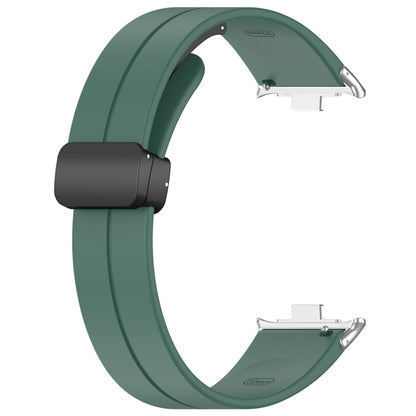 For Redmi Watch 4 Groove Folding Magnetic Buckle Silicone Watch Band(Dark Green) - Watch Bands by PMC Jewellery | Online Shopping South Africa | PMC Jewellery